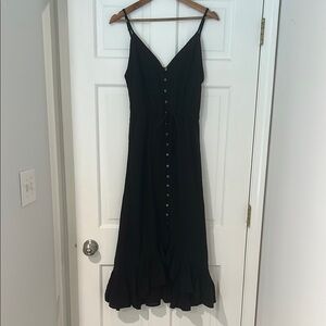 Rails Black Spaghetti Strap Button Up Maxi Dress Small